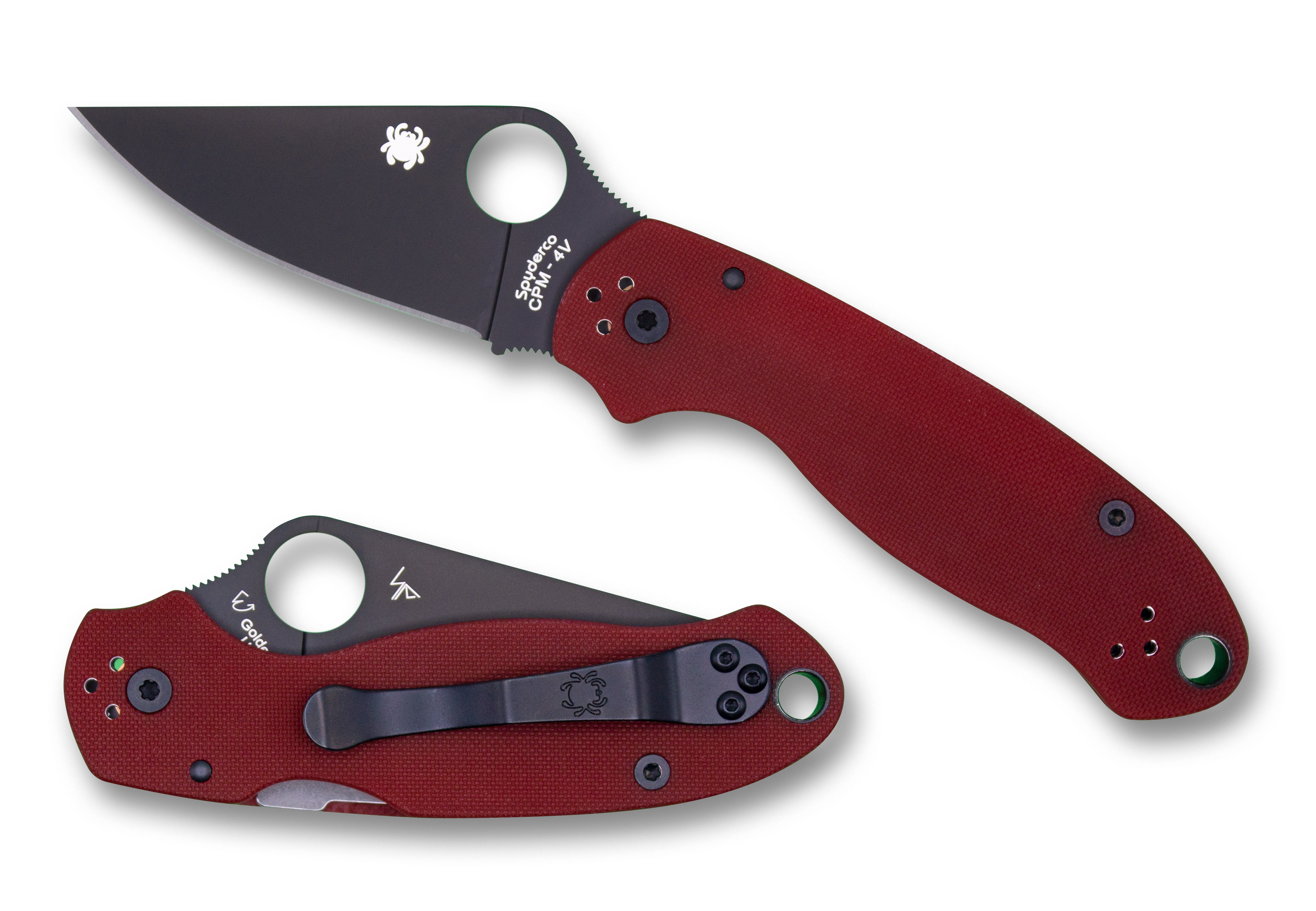 3 Knife Set with a Red Granite Handle, a Garnet Colored Cubic