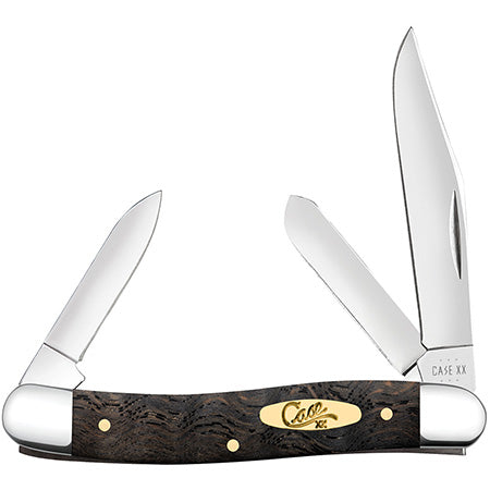 Case Medium Stockman - Smooth Black Curly Oak Wood - Brass Shield - 14001