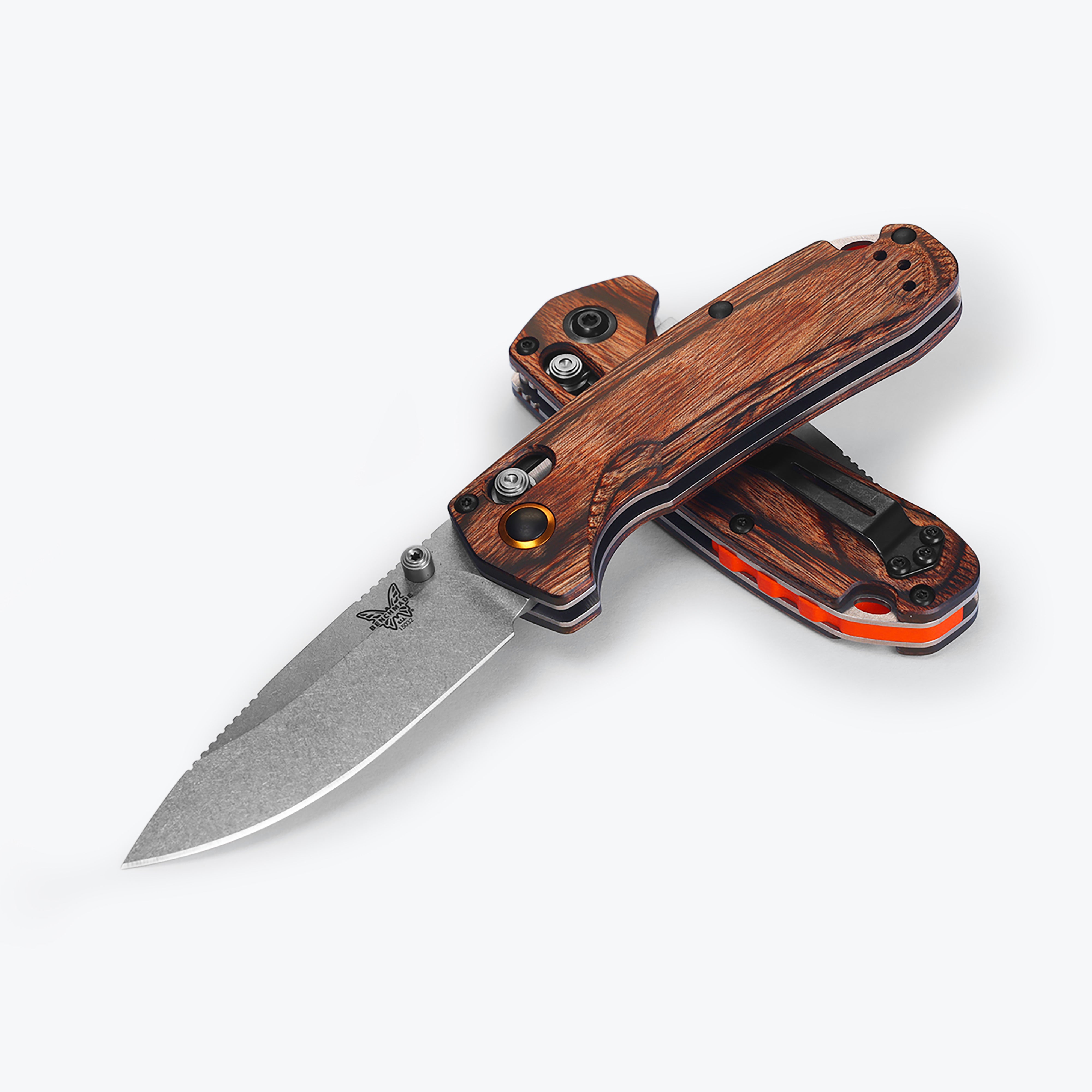 Benchmade North Fork - AXIS Lock - Wood Handle - Stonewashed S30V Blade - 15032