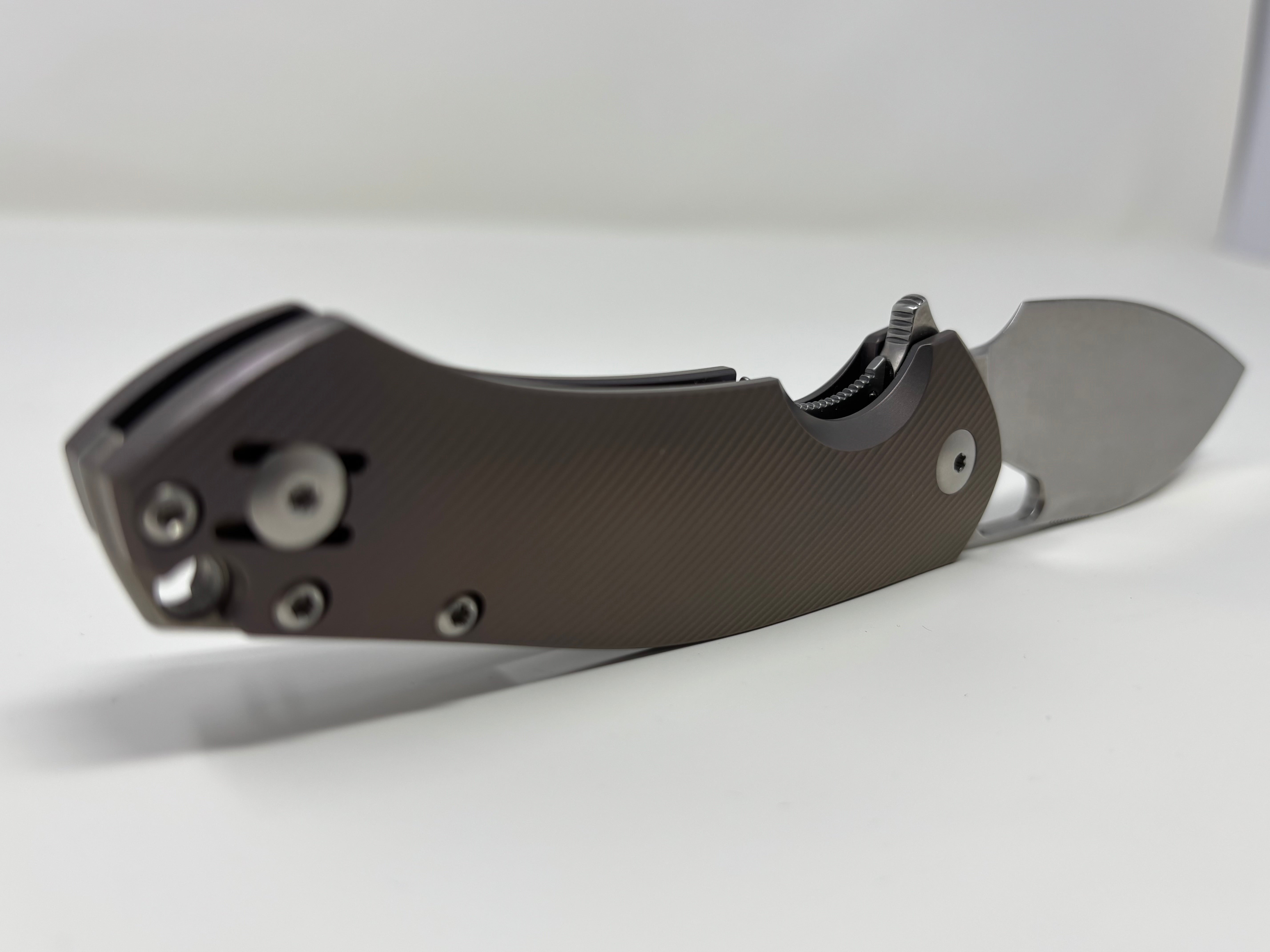 GiantMouse ACE Biblio XL - Purple and Bronze Anodized Titanium Handle - St. Nick's Knives Exclusive - CPM-Magnacut