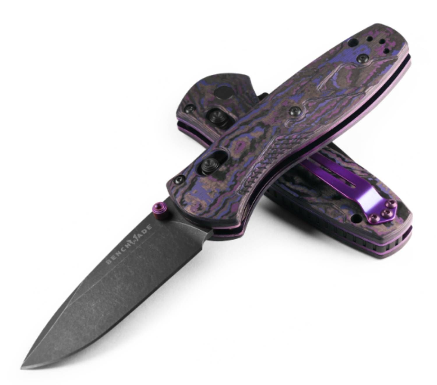 Benchmade Mini Barrage - Purple Haze Fat Carbon Handles - CPM-S90V - Gold Class - 585BK-251