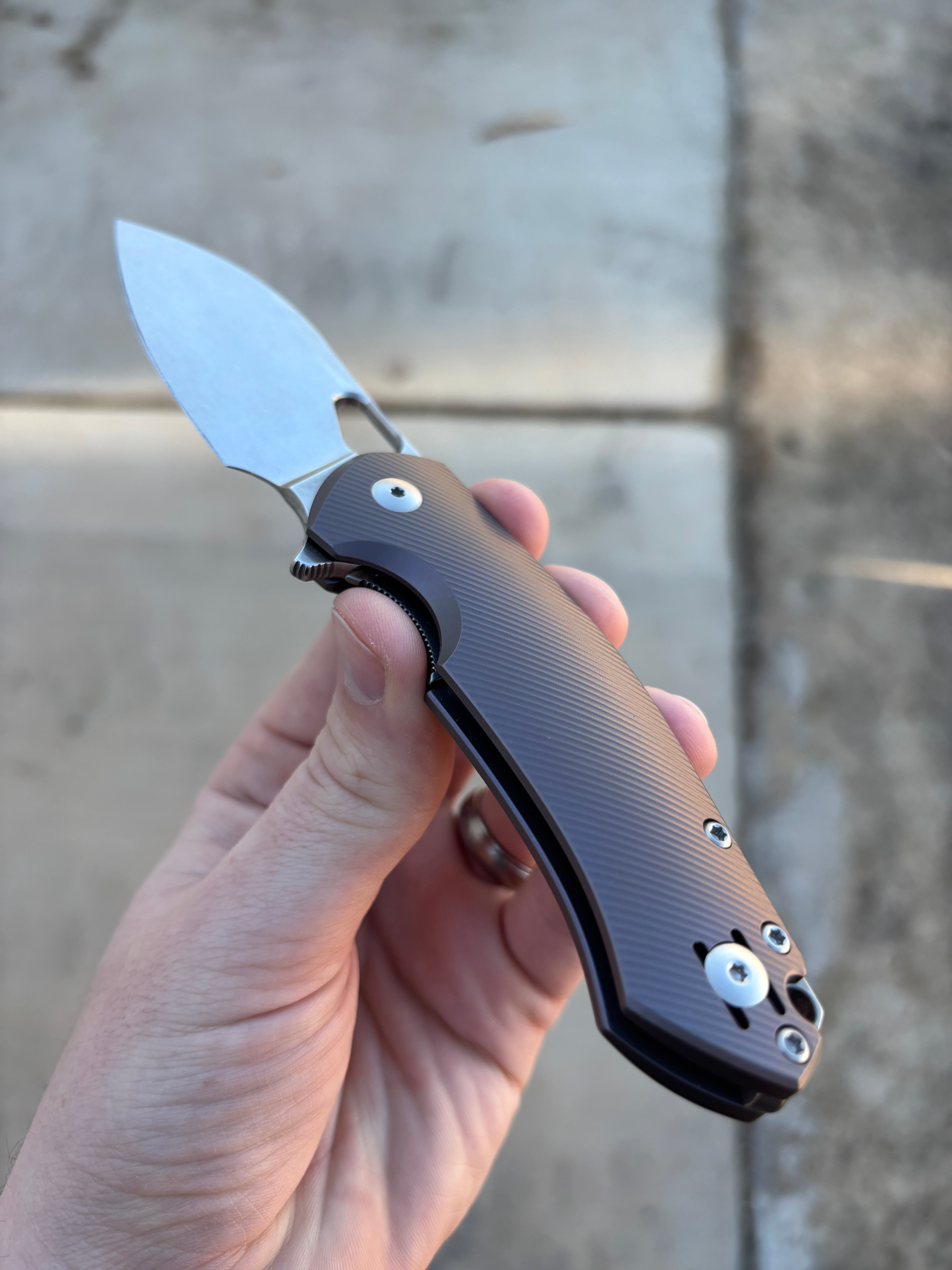 GiantMouse ACE Biblio XL - Purple and Bronze Anodized Titanium Handle - St. Nick's Knives Exclusive - CPM-Magnacut - 0