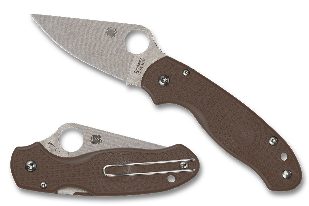 Spyderco Para 3 Lightweight - CPM-15V Steel - Brown FRN - Sprint Run- C223PBN15V