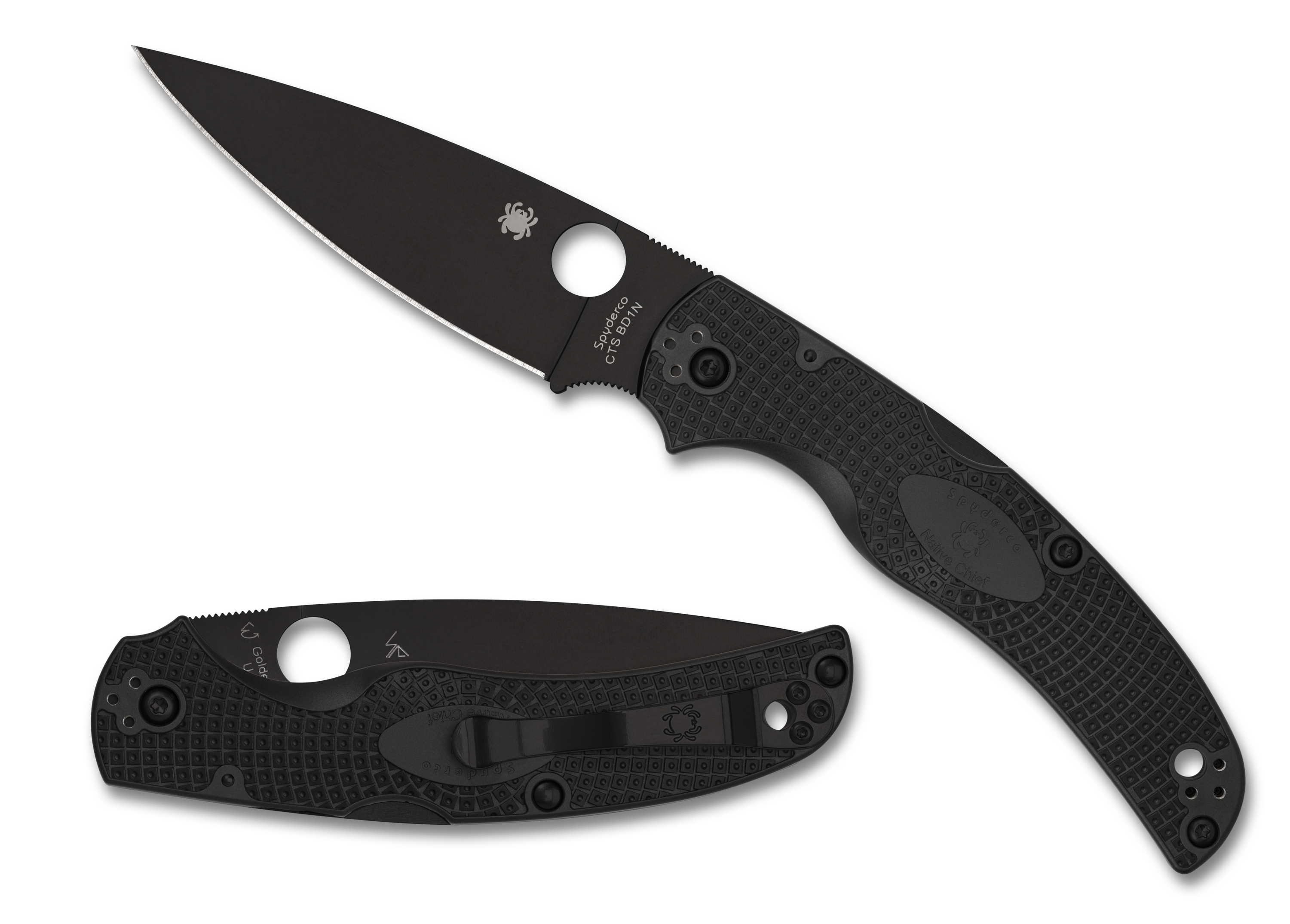 Spyderco Native Chief Lightweight - Black FRN - Plain Edge DLC - C244PBBK