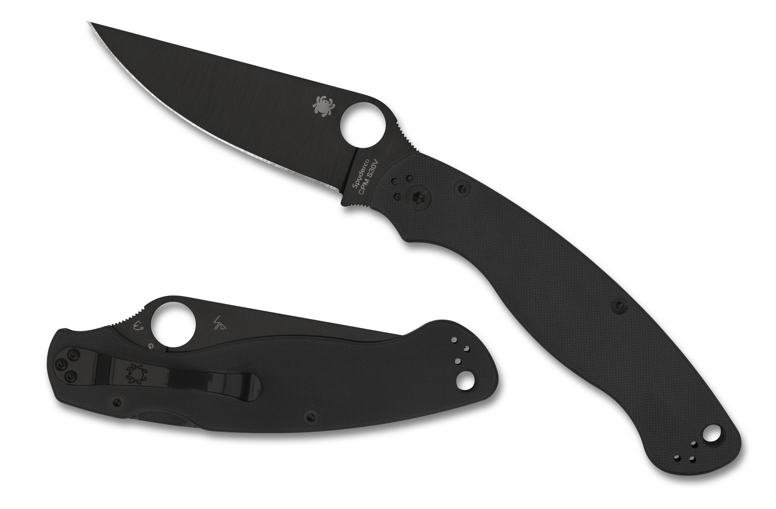 Spyderco Military 2 - Plain Edge DLC Blade - Compression Lock - Black G10 - C36GPBK2