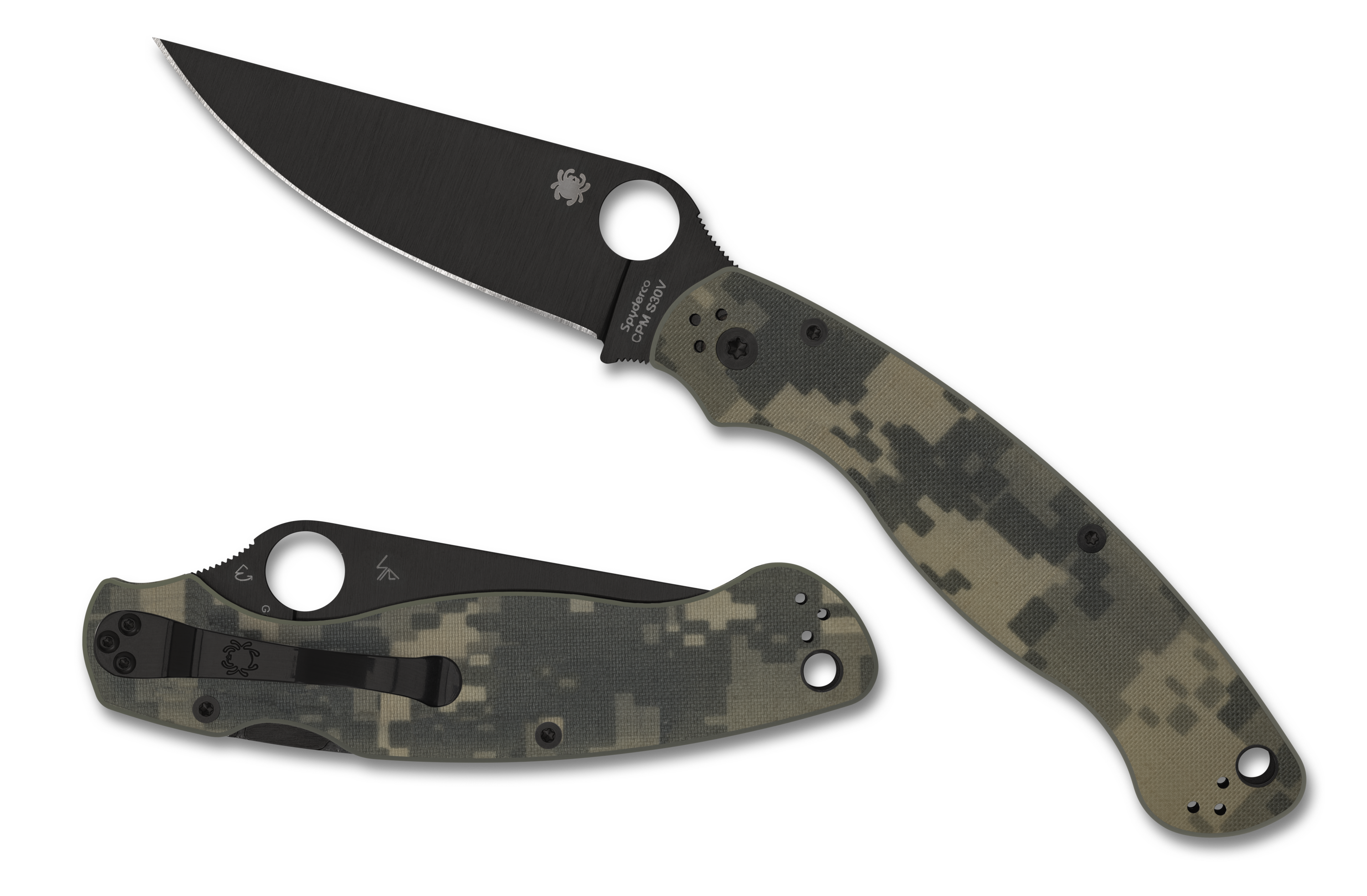 Spyderco Military 2 - Plain Edge DLC Blade - Compression Lock - Camo G10 - C36GPCMOBK2