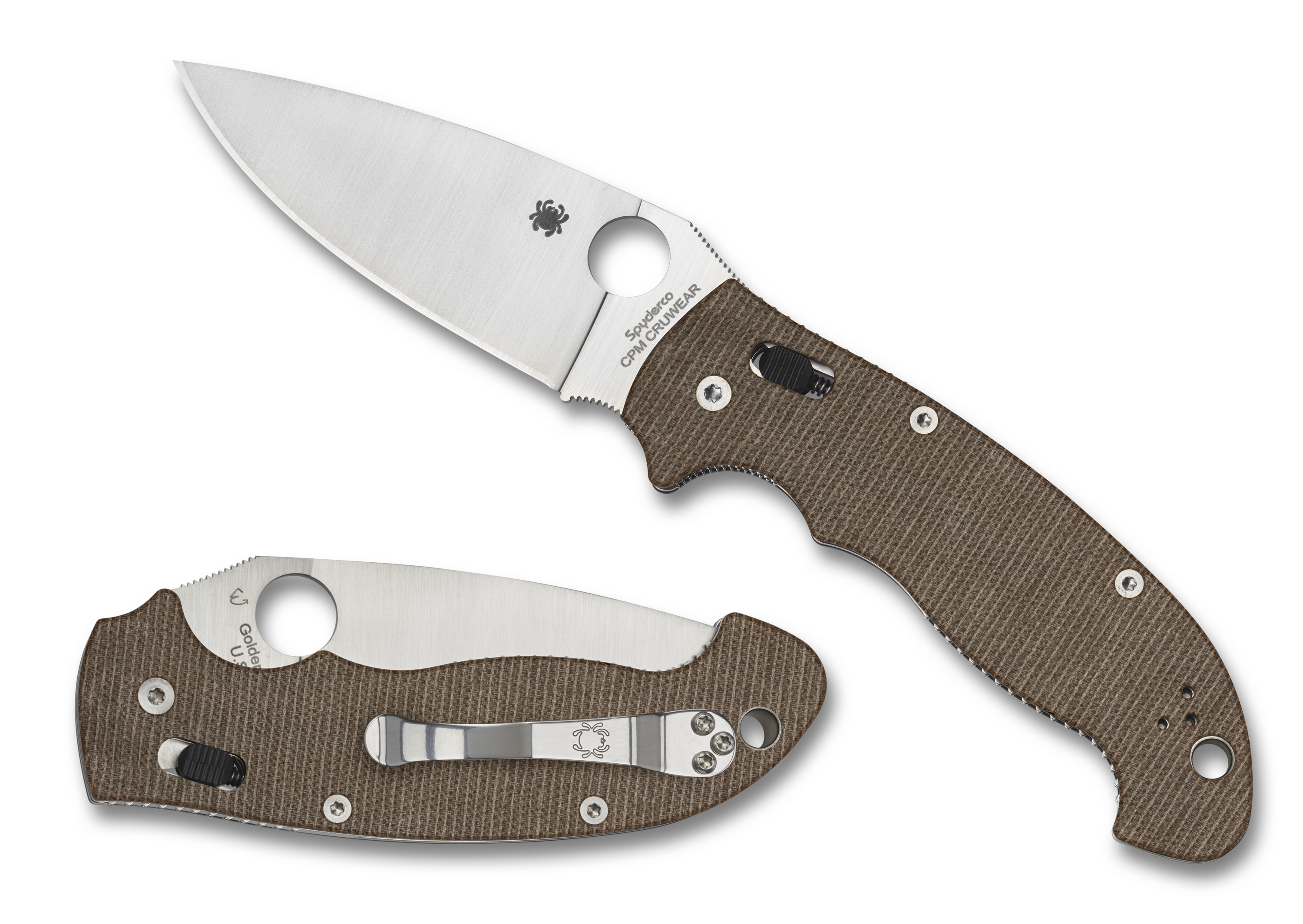 Spyderco Manix 2 XL - Brown Canvas Micarta - CPM CRUWEAR - C95MPCW2