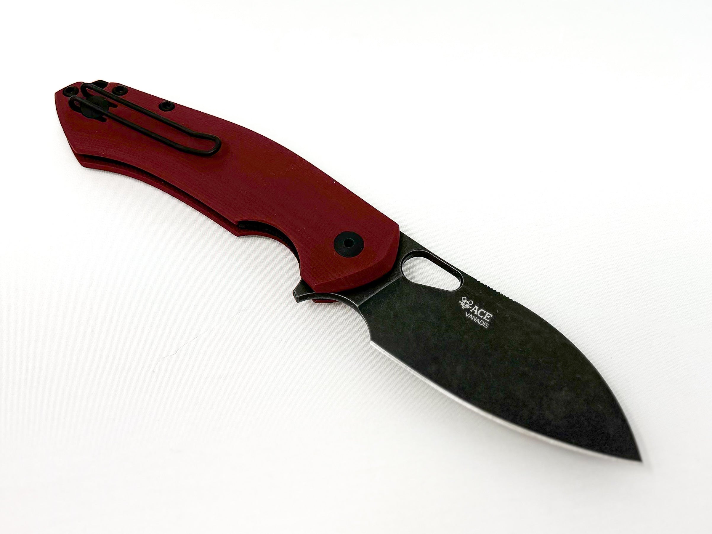 GiantMouse ACE Biblio XL - St. Nick's Knives Exclusive - Red G10 - Blackwashed Vanadis 4E Steel