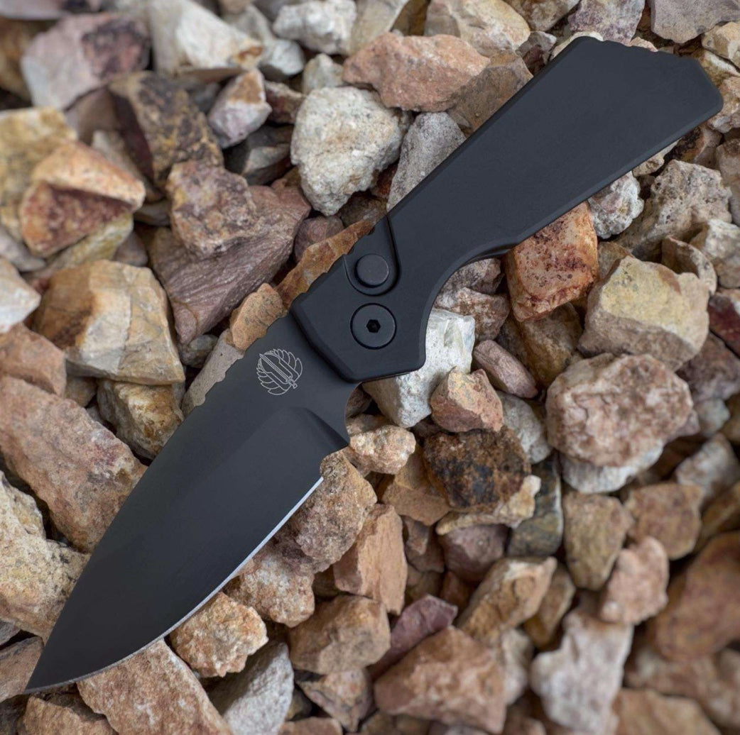Pro-Tech Knives Strider PT+ Automatic - Black Handle - Black CPM-Magnacut Blade
