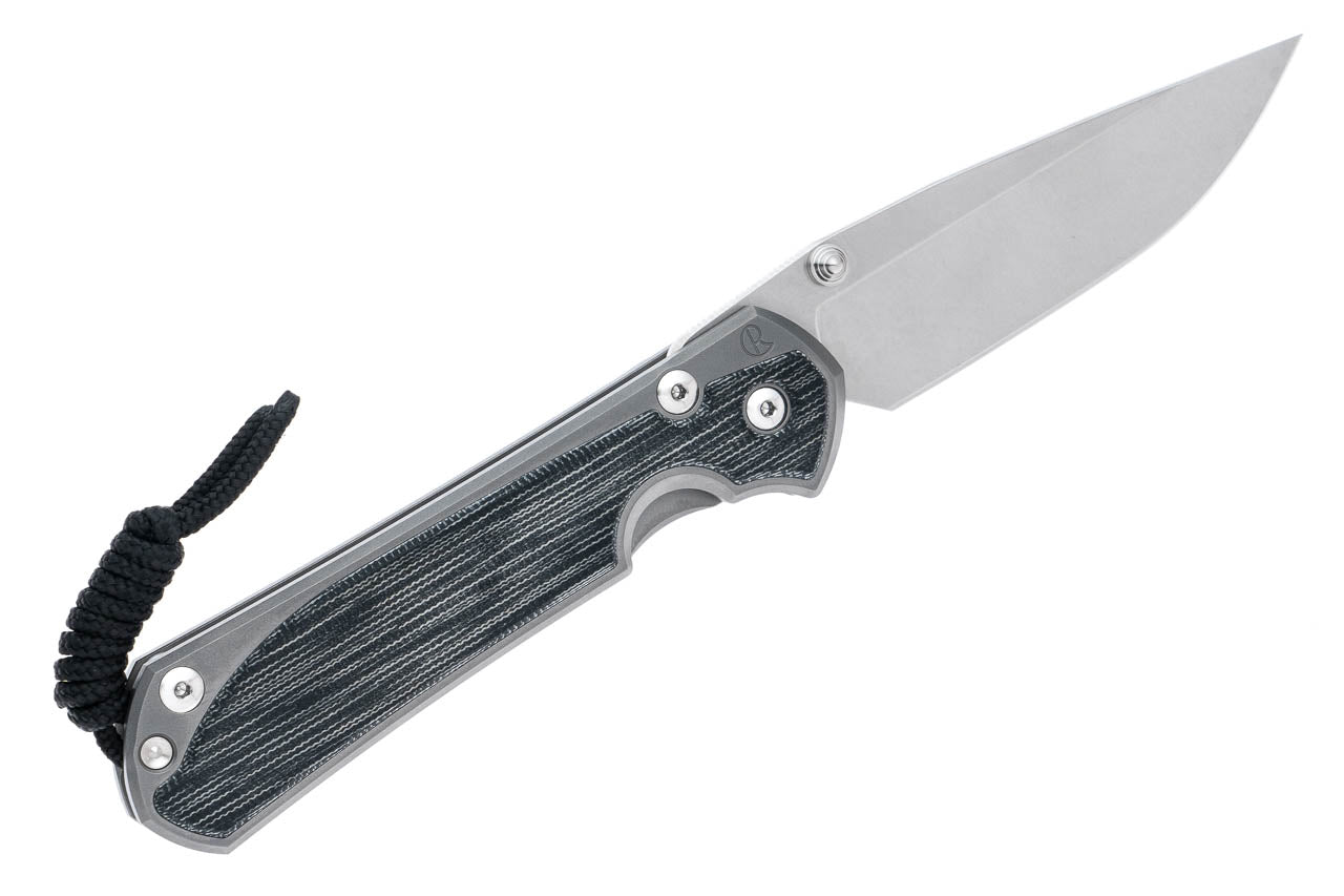 Chris Reeve Knives Large Sebenza 31 - Left Handed - Black Canvas Micarta Inlay - Drop Point - Glass Blasted Handle - L31-1653