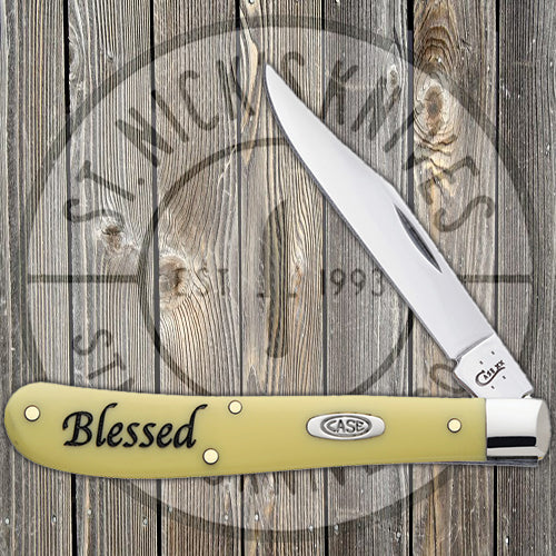 Case Slimline Trapper - "Blessed" - Smooth Yellow Synthetic Handle - 08846