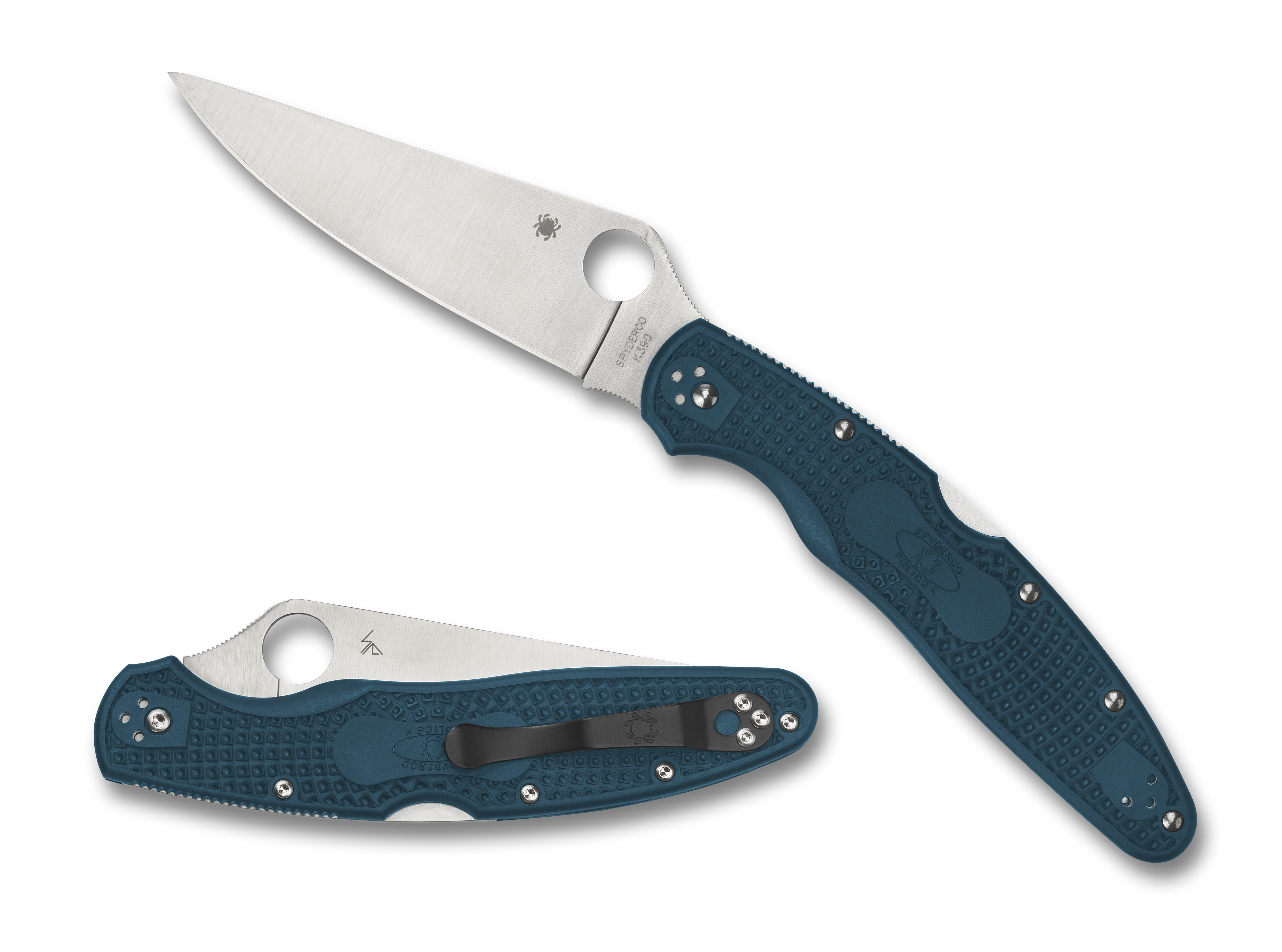 Spyderco Police 4 Lightweight - Blue FRN Handle - K390 Blade - C07FP4K390