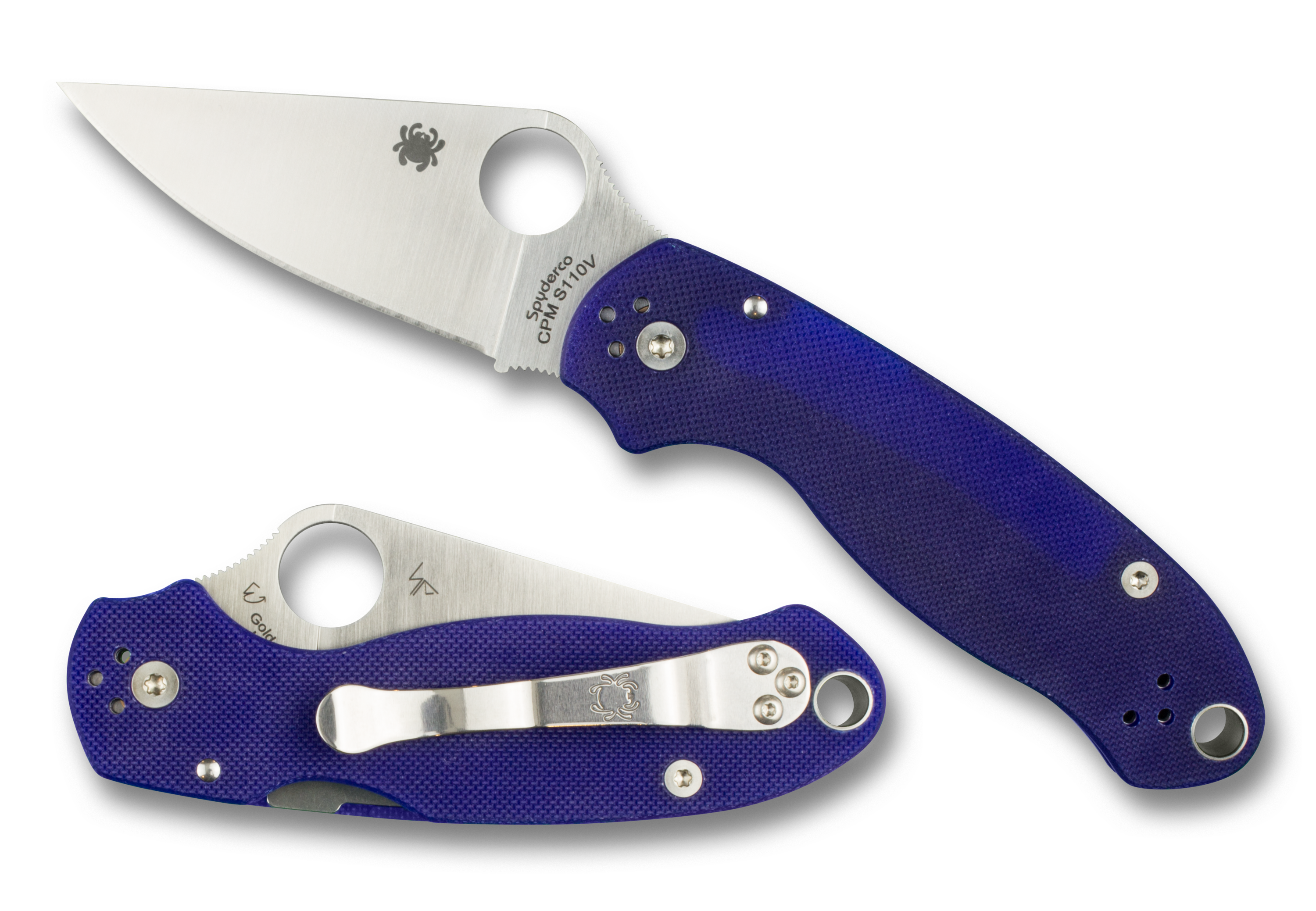 Spyderco Para 3 - Plain Edge CPM-S110V Blade - Dark Blue G10 - C223GPDBL