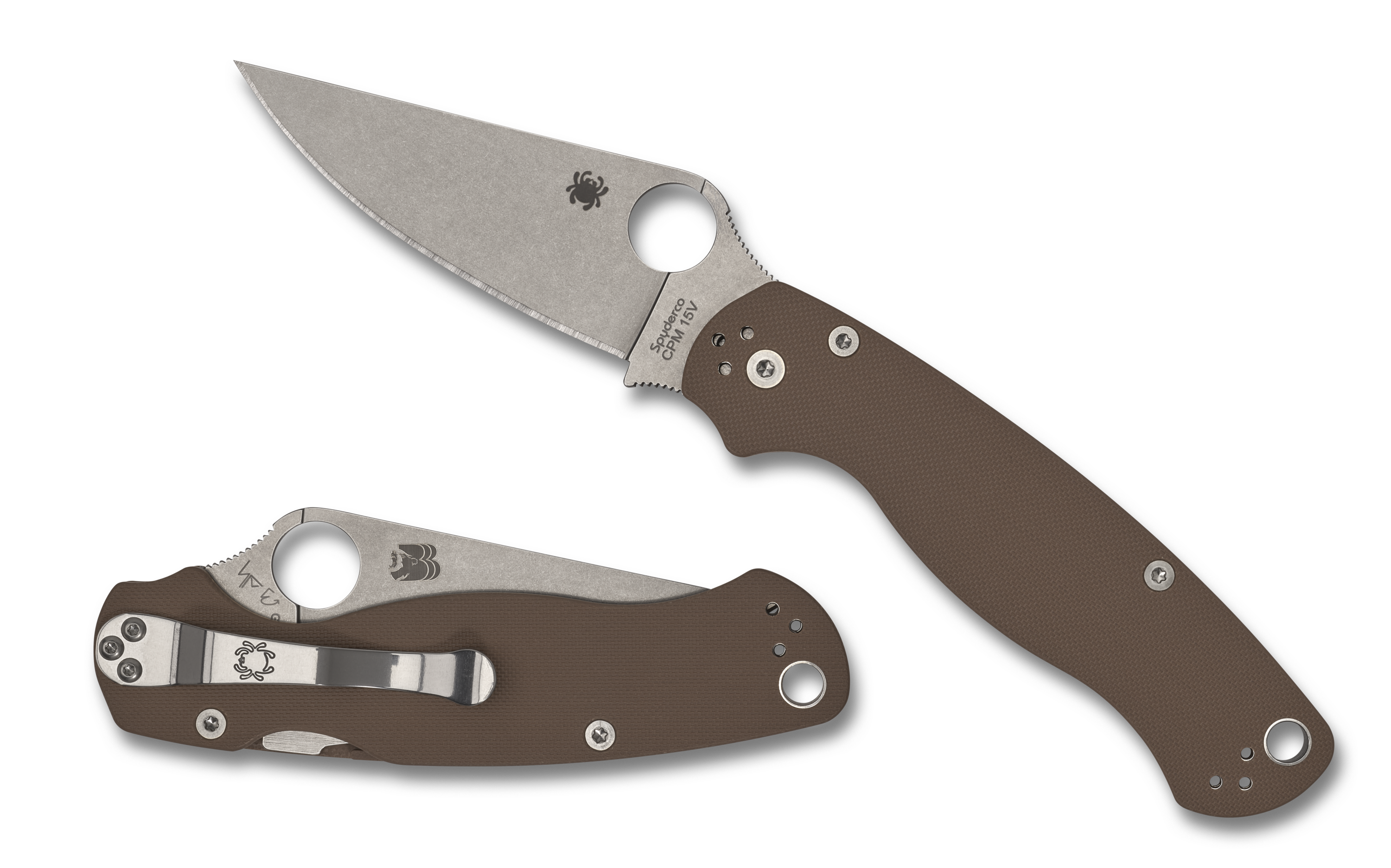 Spyderco Paramilitary 2 - Sprint Run - CPM-15V - Brown G10 - C81GPBN15V2