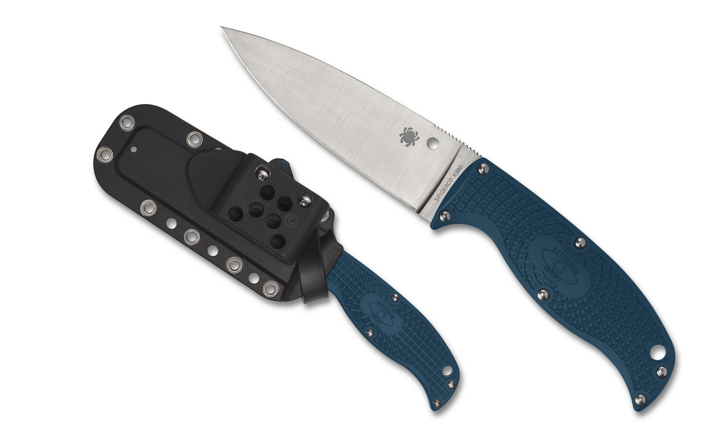 Spyderco Enuff 2 - Plain Edge K390 Steel - Blue FRN Handle - FB31PBL2K390